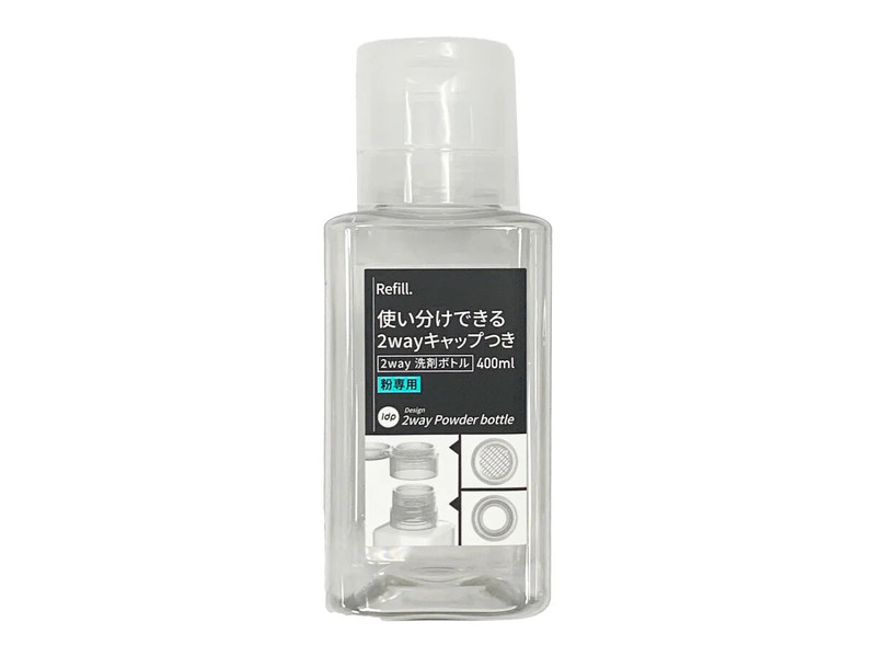 １ｄｐ　２ｗａｙ洗剤ボトル　粉専用　４００ｍｌ　角　クリア